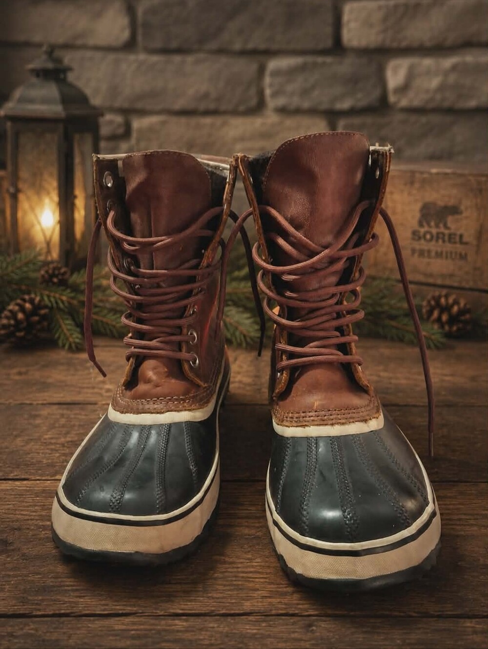 Sorel 1964 Premium Waterproof Leather Boots Women's Size 9 Felt Liners Brown